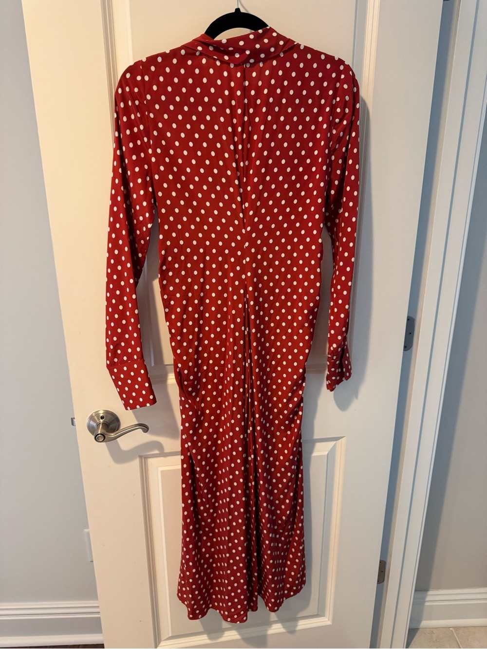 Veronica Beard Lex Polka Dot Midi Wrap Dress in Rust Red | Size 2 - Picture 7 of 9